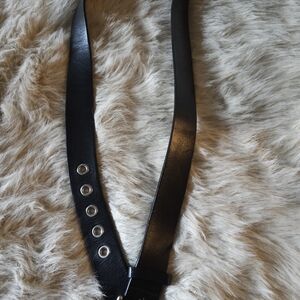 Coach Black Leather Belt with Silver Eyelets